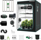 Mars Hydro 4x4 Smart Grow Tent Kit Complete System with WiFi-Integrated Controller 43,480W FC-E4800 Dimmable Light 2646Pcs LED,48"x48"x80" 1680D High Reflective Mylar,6inch Automatic Ventilation Kit