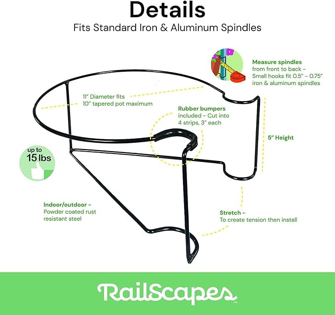 Railscapes Floating Railing Plant Clip for 1/2" - 3/4” Narrow Spindles