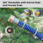 WiseFlow Garden Hose 100FT x 5/8", Heavy Duty Rubber Hose, Water Hose with Five Layered Braiding, Male Female Fittings, 1000PSI Burst, 300PSI Working (Blue)
