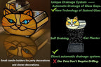 Stained Glass Yellow Cat Flower Pot,Small Succulent Planter for Indoor Plants,Cat Plant Decoration for Windowsill 4.33x3.54x2.95 in（Excluding Plants）
