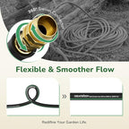 GreatBuddy Garden Hose 75ft, 5/8" Water Hose Heavy Duty, Flexible, Lightweight Hybrid Hose, Burst 600 PSI with Solid Brass Male to Female Fittings Leakproof Hose for Backyard, Garden