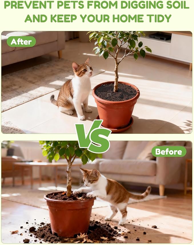 6 Pcs 15.7" Plant Pot Grids - Cuttable Plant Pot Protector from Cats with 6 Nails,Plant Pot soil Cover Protectors for Indoor Potted Plants,Animals Digging Stopper & Baby Proof Flower Pot Grid Guard