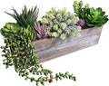 Winlyn Artificial Succulent Arrangement 14" Assorted Faux Succulents Plants in Rustic Rectangular Wooden Box Potted Succulents Plants for Farmhouse Home Table Centerpiece Windowsill Greenery Décor