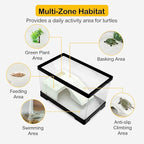 XLarge Turtle Tank Kit,All In One Red Eared Slider Aquarium,PC Aquatic for Baby Tortoise,Fishes and Amphibians, Includes Silent Filter,Filter Plates,UVB Lamp,Bulb,Plants,Stone,Basking Platform
