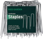 FEED GARDEN 6 Inch 25 Pack Galvanized Landscape Staples 11 Gauge Anti-Rust Garden Stakes SOD Pins Yard Stakes