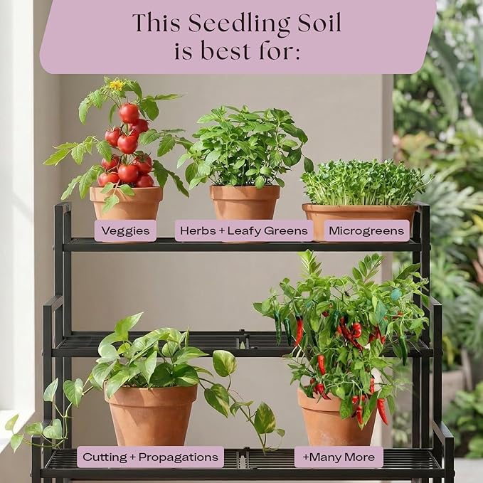 Rosy Soil Seedling Seed Starter Soil - Peat-Free Organic Potting Mix for Seeds, Cuttings, Microgreens- w/Worm Castings, Root-Boosting Biochar, Less Prone to Gnats, for Germination, Propagation - 4qt