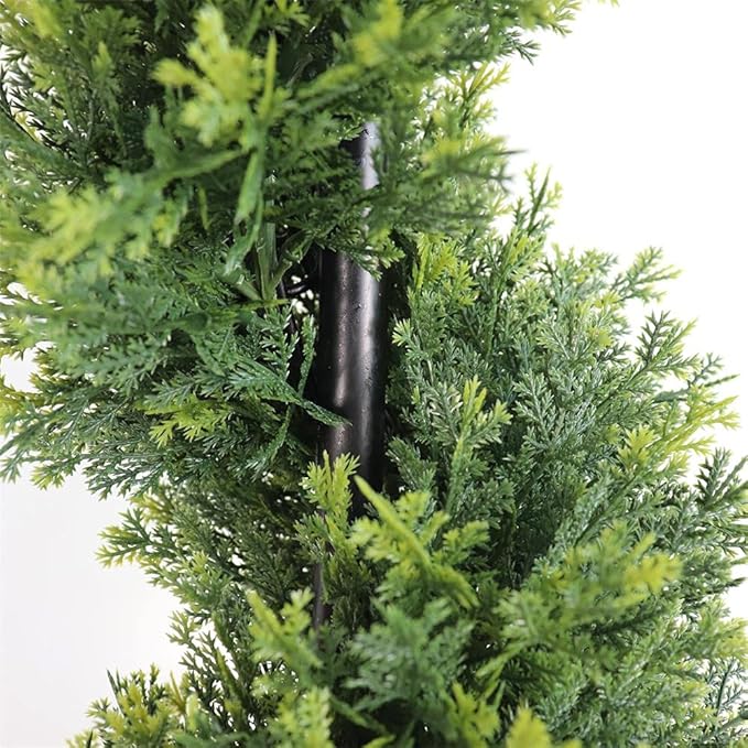 ALL SEASON GREEN 5' Cypress Artificial Outdoor Plants Boxwood Topiary Spiral Front Porch Decor Tree Potted Set of 2