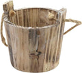 MY MIRONEY 20 OZ Plant Pots, Vintage Wooden Barrel Planter - Solid Rustic Garden Flower Pot with Metal Handles & Frame for Indoor Planter, Office Home Decor, Garden Home Plants, 5.12" x 3.82"