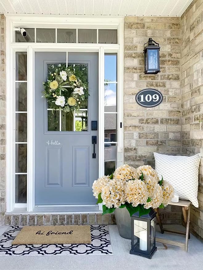 ZYTUYO 5 Pcs Champagne Silk Hydrangeas Artificial Flower Boho Dried Touch Hydrangeas 20'' Faux for Fall Home Decor Kitchen Living Room Porch Wreath Xmas Wedding Flower Arrangement