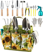 MOSFiATA 12Pcs Garden Tools Set, Heavy Duty Gardening Kit with Organizer Bag, for Digging, Weeding, Transplanting, Pruning Ideal Gardening Gifts