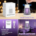 Bug Zapper Outdoor and Indoor Mosquito Zapper, Hanging Rechargeable Mosquito Killer Lamp - Portable UV Insect Trap for Indoor/Outdoor, USB-Powered with Grid for Camping, Bedroom, Patio, Kitchen