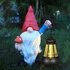 Garden Gnomes Statue with Solar Outdoor Lights, Resin Outdoor Solar Gnome Decorations for Yard Garden, Patio Gnome Gifts for Mom (Art Deco)