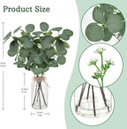 Bessol Artificial Eucalyptus Stems in Glass Vase 14" 6Pcs Faux Eucalyptus Branches Home Table Decor Fake Greenery Plants Stems for Farmhouse Wedding Centerpiece Bathroom Decorations