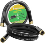 Short Garden Hose 5 ft x 5/8" Female to Female, Heavy Duty Small Water Hose Extender Connector, Leak-Free Connections Hybrid Rubber Leader Hose with 3/4" Double GHT Fittings, Black