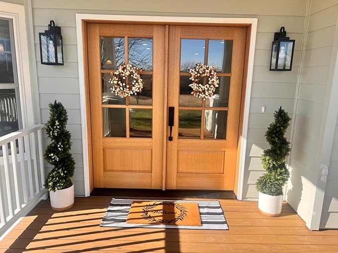 ALL SEASON GREEN 3ft Artificial Boxwood Topiary Tree Potted Topiary Plants for Front Porch Entrance Home Living Room Indoor and Outdoor 2Pack
