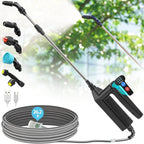 Battery Powered Sprayer Wand, 32 Inch Garden Sprayer Telescopic Wand with 3 Adjustable Speeds, Battery Indicator, 26.2 FT Hose, 7.4V Rechargeable Water Sprayer Wand with 4 Adjustable Nozzles & Filter