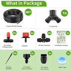 Locked - Connect Drip Irrigation Kit, 98ft Garden Drip Irrigation System, Automatic Micro Watering System with 4/7 inch Tubing Hose with Misting Nozzle Emitters for Garden, Bed Patio, Greenhouse