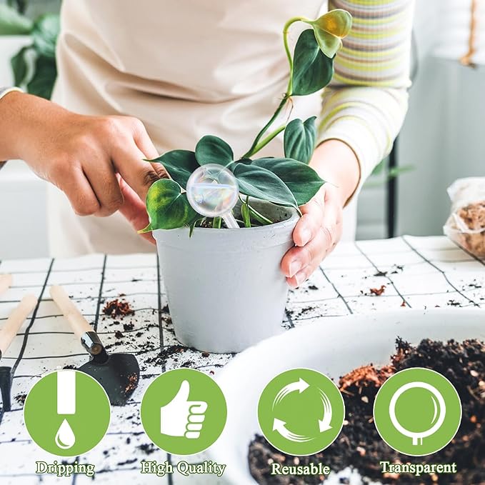 Pynqdfu 8 Pcs Plant Watering Globes,Glass Rainbow Gradient Plant Watering Globes,Self Watering Planter Insert,Automatic Plant Watering Devices for Indoor Outdoor,Flowerpot,Hanging Plants,Home Garden