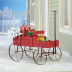 Collections Etc Amish Wagon Decorative Indoor/Outdoor Garden Backyard Planter, Red