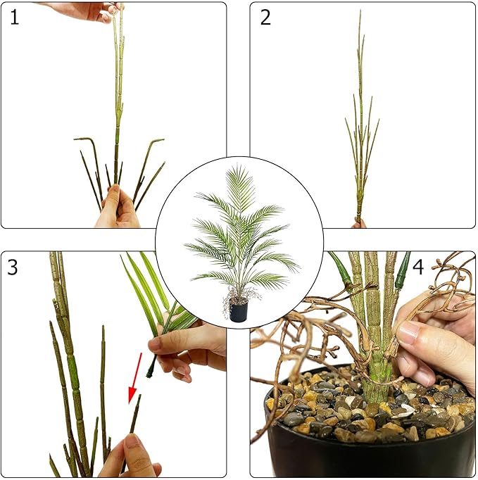 3FT Large Artificial Plants in Pot Fake Palm Tree with Black Tall Planter, Faux Tropical Areca Floor Plant, Silk Plant for Home Office Green Porch Garden Outdoor Living Room Decor Indoor