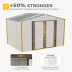 DWVO 10'x8' Large Metal Outdoor Storage Shed, Heavy Duty Tool Storage Sheds for Backyard Patio Lawn - Ideal for Bicycles, Garden Tools, and Lawn Equipment, Easy-to-Assemble, Brown