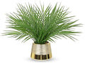 Briful Fake Plants Artificial Palm Leaf Plant in Gold Planter – 15’’ Tall Faux Tropical Greenery in Brushed Gold Pot for Modern Home Decor, Office Desk, Living Room, Shelf, Bathroom Decoration