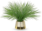 Briful Fake Plants Artificial Palm Leaf Plant in Gold Planter – 15’’ Tall Faux Tropical Greenery in Brushed Gold Pot for Modern Home Decor, Office Desk, Living Room, Shelf, Bathroom Decoration