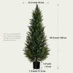 Outdoor Artificial Cedar Topiary Tree, Faux Evergreen Shrubs for Front Porch Decor, Lifelike Fake Bushes Plants for Home Living Room Front Door Decor (1, 5ft)