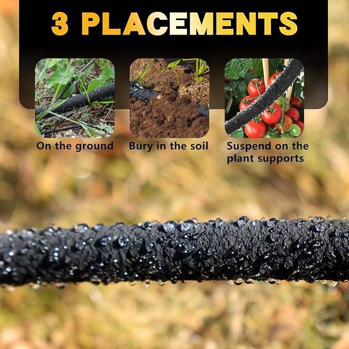 5/8’’ Soaker Hose 6 ft 2 Pack, Heavy Duty Garden Soaker Hoses with Solid Brass Fitting, Rubber Drip Hose for Garden Beds, Vegetable, Lawn, Trees Watering Irrigation （6 ft 2 Pack）