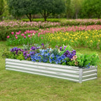 Meberam 2 Pack 6x1.5x1FT Galvanized Raised Garden Beds Kit Outdoor Metal Gardening Planter Box for Vegetable Elevated Flower Herbs,Silver