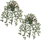 2 Pack Fake Hanging Plants for Shelf in Back Pot, Small Artificial Hanging Ivy Vine Plants Indoor Fake Potted Greenery Plant for Home Room Wall Tabletop Mantel Decor, Mimi Faux Peperomia Plant Set