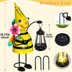 Solar Garden Bee Statue with LED Lantern,14.17 Inch Outdoor Waterproof Bee Figurine Decoration for Patio,Balcony,Yard,Lawn,Birthday Gifts for Women Grandma