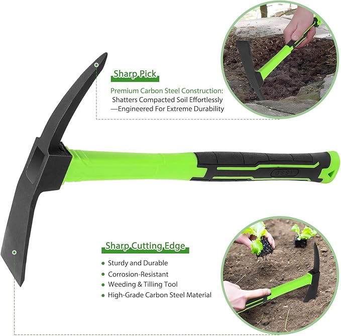 15inch Gardening Pick Durable and Comfortable Handle Garden Tool for Flower Work