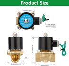 Wengart 3/4" Electric Solenoid Valve 110V AC, Brass Normally Closed (NC) Water Valve, Direct Acting for Zero Pressure Systems (0 PSI), High Flow Cv 7.6, Reliable Control for Water, Air, Gas & Oil