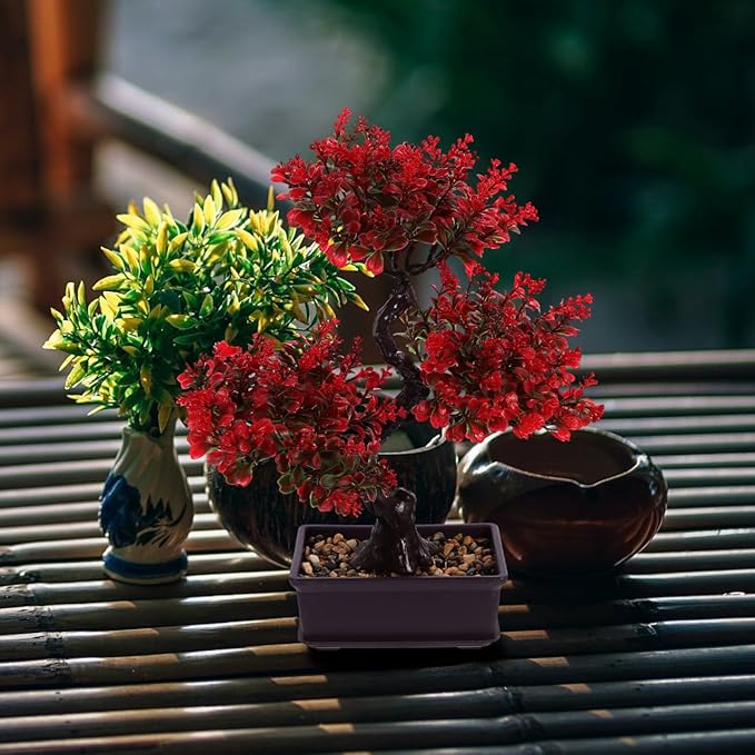 Cabilock Artificial Bonsai Tree Decor, Small Fake Plants Indoor for Home Office Desk, Faux Potted Plant Zen Japanese Trees for Men Living Room Shelf Decorations