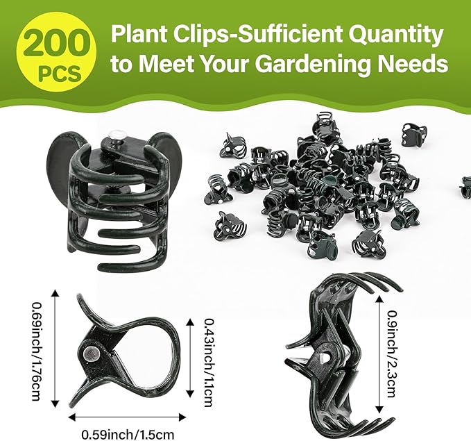 RAINFLOW 200 PCS Plant Clips Orchid Clips - Plant Support Clips for Indoor Plants, Small Plastic Garden Trellis Clips for Plant Stakes, Climbing Vine Stem Support, Orchid Plant Training Upright Growth