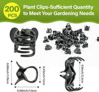 RAINFLOW 200 PCS Plant Clips Orchid Clips - Plant Support Clips for Indoor Plants, Small Plastic Garden Trellis Clips for Plant Stakes, Climbing Vine Stem Support, Orchid Plant Training Upright Growth