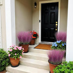 12 Bundles Artificial Grass Plants Outdoor Tall Faux Shrubs Greenery Stems Fake Onion Grasses Wheat UV Resistant for Outside Garden Indoor Office Home Decor（Pink）
