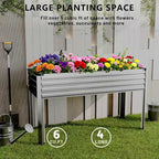 Vengarus Galvanized Raised Garden Bed Outdoor with Legs,48×18×30in Metal Elevated Raised Planter Box for Backyard, Patio, Balcony, 300lb Capacity,Silver(2PCS)