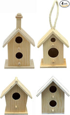Creative Hobbies® Mini 4 Inch Tall Birdhouse - Set of 4 Styles, Small Unfinished Wood Ready to Paint or Decorate