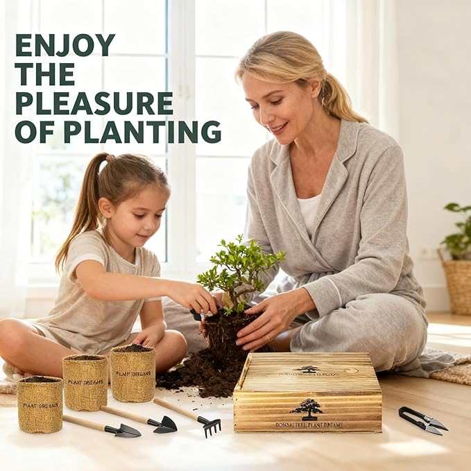 Bonsai Tree Starter Kit for Beginners - Indoor Live Plant Gardening Adult Craft DIY Kits - Unique Christmas, Birthday, White Elephant Gifts for Women, Men & Kids