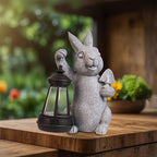 RICHIE Rabbit Statue Garden Ornaments Art Outdoor Decoration with Solar Powered LED Lights Decor for Patio,Balcony,Yard, Mum Birthday Gifts, Garden Gifts for Women, Chrismtas Gifts for Mom Grandma
