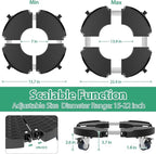 VANCASTLE Plant Caddy with Lockable Wheels Heavy Duty 450lbs Capacity, 15-22 Inch Adjustable Plant Stand with Wheels Rolling base, Plant Dolly for Flower Pot Mover Indoor Outdoor, Black, 1 Pack