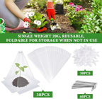 30 Pieces Garden Cloches for Plants, Reusable Plastic Plant Seedling Protector with 60 Ground Securing Peg, Transparent Bell Jar Cloches to Protect Plants from Birds, Slugs, sun, Frost, Freeze Weather