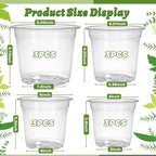12 Pack 4/6/8/10 Inch Clear Nursery Pots for Plants, Large Size Clear Plant Pots with Drainage Holes, Plastic Nursery Pots for Indoor and Outdoor Planting Vegetables, Orchids, Aloe