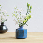 Wazakura Minoyaki Ceramic Small Ikebana Flower Bud Vase Made in Japan, Handpainted Floral Arrangement Pottery Supplies Hexagon Shaped Blue Vase - Hexagon Shaped Blue Vase