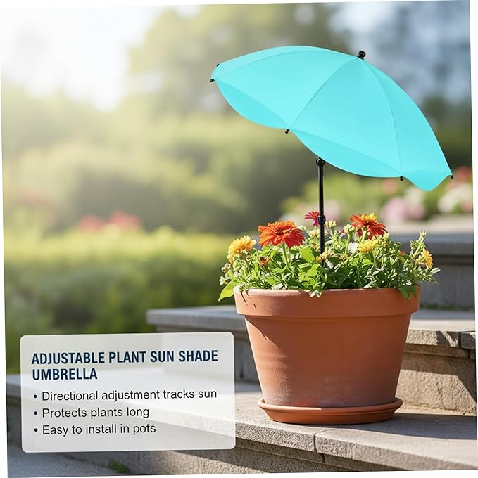 3 Pack Plant Umbrellas for Outdoor Plants, 40" Adjustable Patio Umbrella with Alloy Pole 3-Color Sun Shade for Potted Plants and Garden Decor Plant Tools