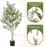 Realead Faux Olive Tree 4ft - Realistic Indoor Olive Tree Plants - Fake Olive Tree with Thick Trunk and Lifelike Fruits - Artificial Olive Trees for Modern Home Office Decor Indoor
