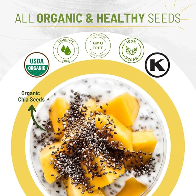 Sunbest Natural Organic Black Chia Seeds – 2-Pack (16 oz each) – Non-GMO, Vegan, Kosher – High in Omega-3, Fiber & Protein – Perfect for Smoothies, Baking & Cooking