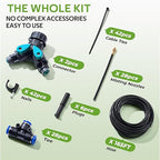 HIRALIY 360° Adjustable Drip Irrigation System 165FT, 1/4" Tubing with Adjustable Copper Nozzles, Automatic Atomizing Watering Kit for Garden, Yard, Lawn, Greenhouse & Potted Plants